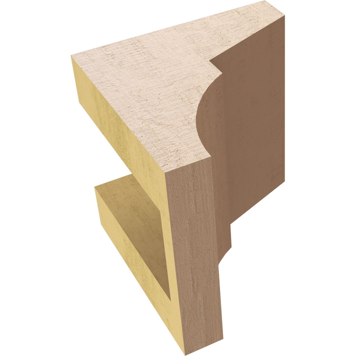 4"W x 4"D x 4"H Wide Monterey Rough Cedar Woodgrain TimberThane Corbel, Primed Tan