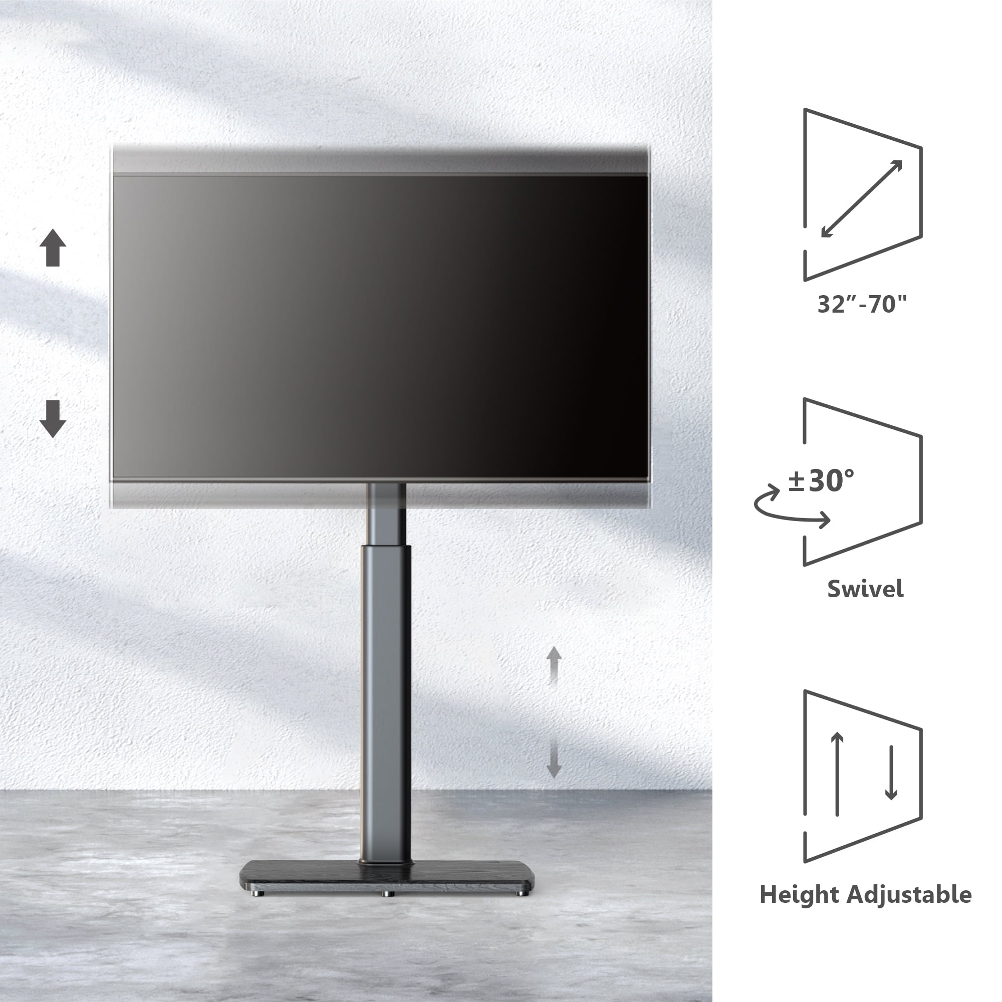 FITUEYES Universal Floor TV Stand TV Mount for 32-70 inch TVs ,with Wide Sturdy Wood Base,Black