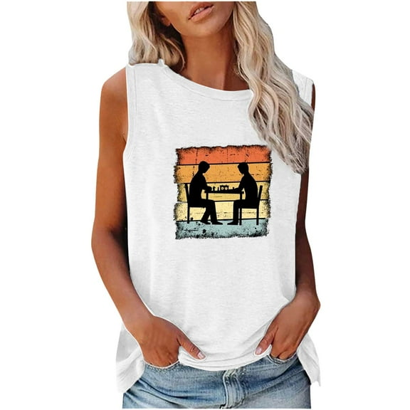 IROINNID Women's Casual Loose Sleeveless Tank Tops Round-Neck Comfy Funny Printing Vest Spring