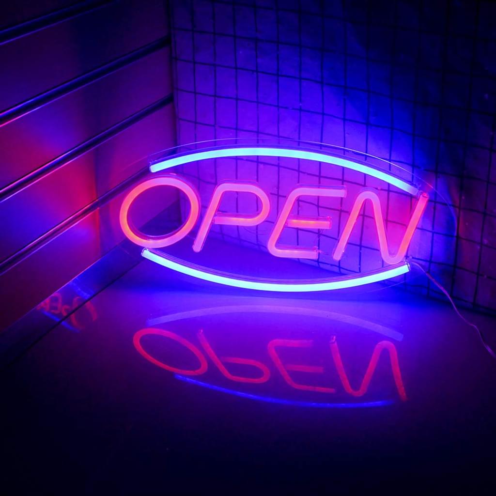LED Boba Tea Open Sign for Business Displays Square Electronic Light Up S - 2