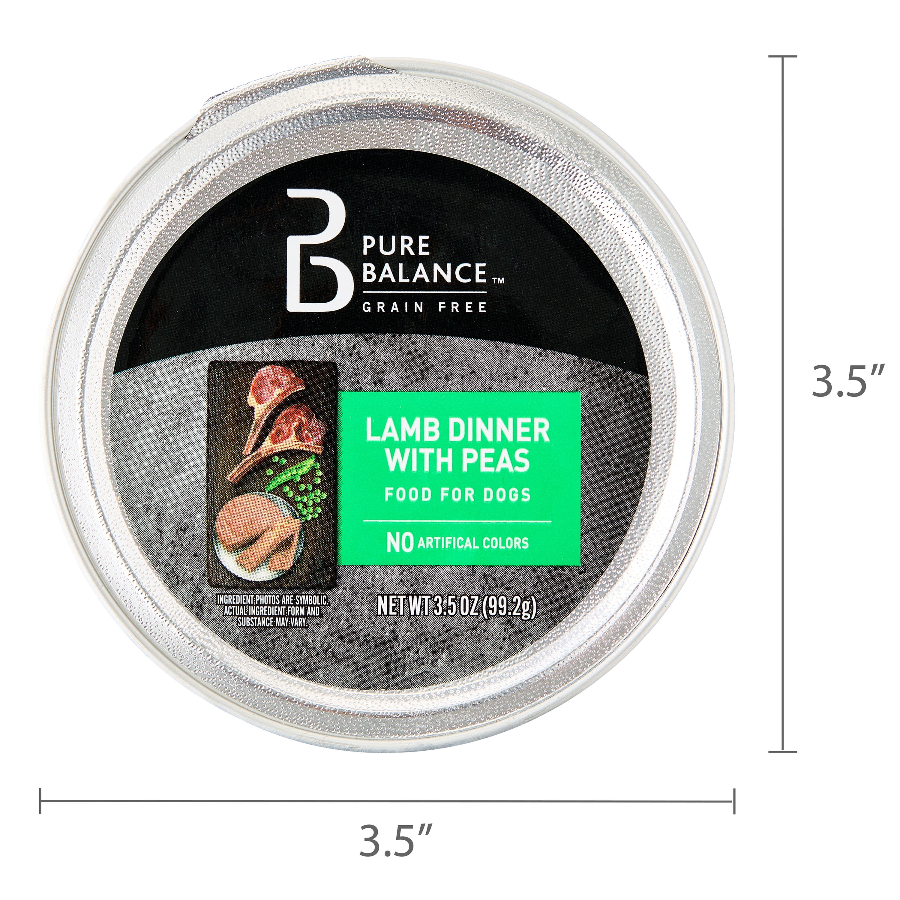 (6 pack) Pure Balance Lamb Dinner with Peas, Grain Free, Wet Dog Food, 3.5 oz Tray
