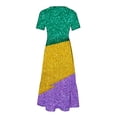 thumbnail image 4 of Plus Size Maxi Dress for Women 2024 Summer Fashion Mardi Gras Printed Carnival Short Sleeve Crewneck Dress Casual Flowy Tiered Maxi Beach Dress With Pockets Gift for Women on Clearance!, 4 of 6