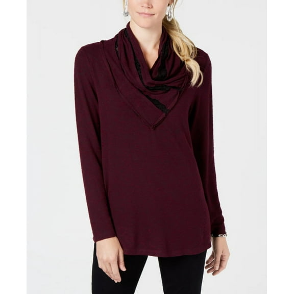 Style & Co Draped Neck Top Plum M