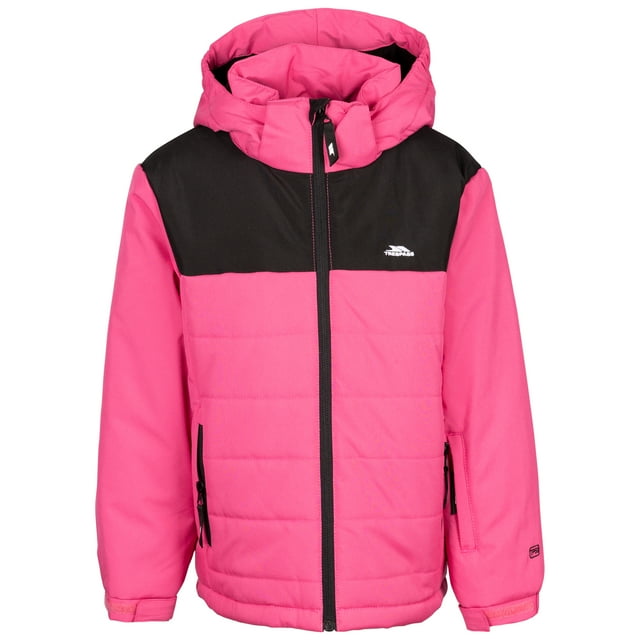 Trespass Kids Waterproof Padded Jacket Halston - Removable Hood, Contrast Trim, Quilted Panels, Zipped Pockets, Ski Pass Pocket, Inner Snowbreak, Hem Drawcord