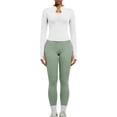thumbnail image 4 of ZJXFGS Women Workout Sets 2 Piece Seamless Yoga Outfits Long Sleeve Zip up Jacket High Waist Leggings Athletic Gym Set White 2XL, 4 of 7