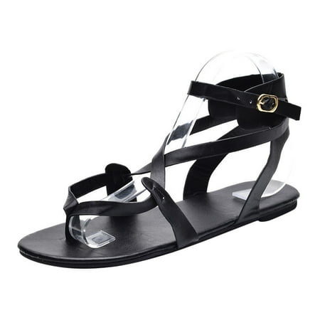 

Hvyes Crisscross Sandals for Womens Travel Gladiator Ankle Strap Sandals Flat Fisherman Thong Cross Strappy Sandals