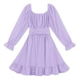 thumbnail image 5 of VNKIDY Girls Dress Kids Elegant Solid Color Long Sleeve Dresses Square Neck Ruched Bodice Flared Skirt For Daily Wear Festive Occasions Lovely Dress, 5 of 5