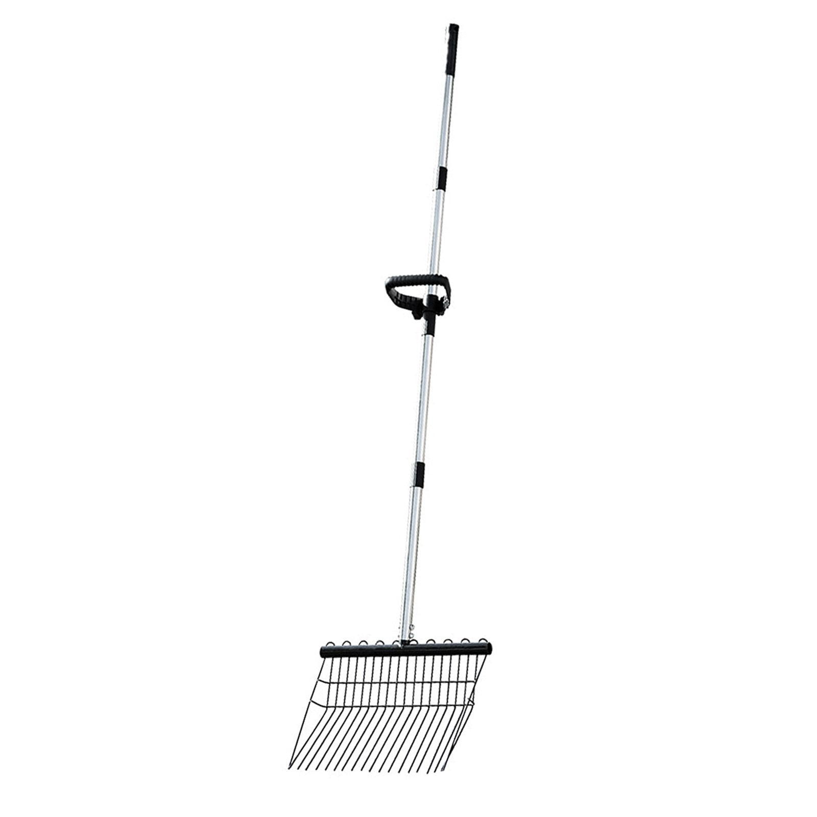 colaxi Garden Leaf Rake Lawn Leaves Clean up Tool Portable Multifunctional for Farm Yard Stainless Steel Lightweight Adjustable Handle