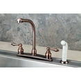 thumbnail image 2 of Kingston KB716AL Victorian Two-Handle 4-Hole 8" Centerset Kitchen Faucet with Side Sprayer in Antique Copper, 2 of 5