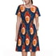 thumbnail image 1 of Balery American Football and Fire Flames Vestidos sueltos de manga corta para mujer, vestidos de verano 2025, vestidos casuales de corte A con vuelo., 1 of 6