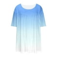 thumbnail image 6 of Lenpel Plus Size Tops for Women Dressy Casual Short Sleeve Crew Neck Gradient Pleated T Shirts Loose Tunic Blouses, 6 of 6