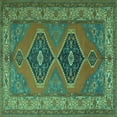 thumbnail image 1 of Ahgly Company Machine Washable Indoor Square Persian Turquoise Blue Traditional Area Rugs, 4' Square, 1 of 4