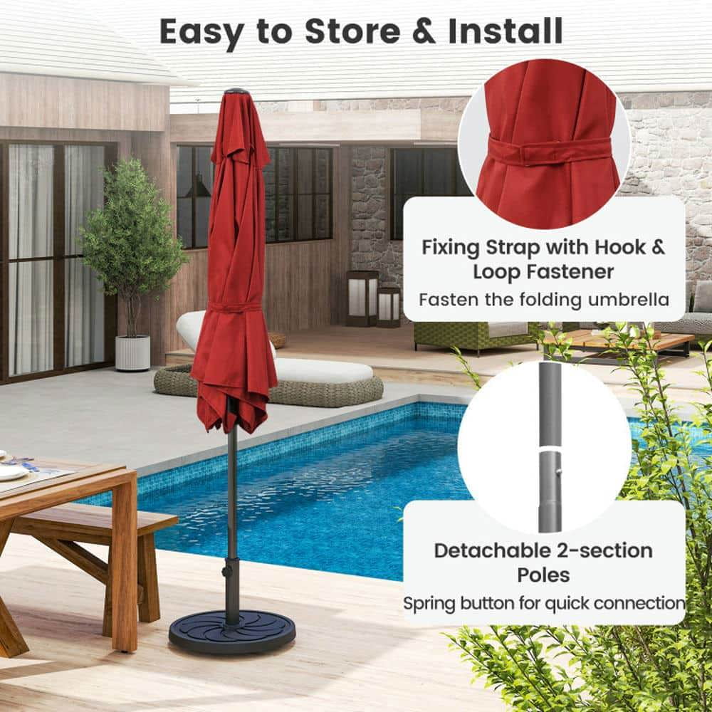 Yardi Yarda 7.5 Feet Outdoor Patio Heavy Duty Market Umbrella with Push Button Tilt, Outdoor Shade, Red