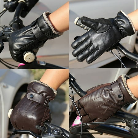 EFINNY Leather Gloves Full Finger Mens Motorcycle