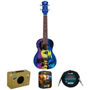 Luna UKE KAUWELA C EL Kauwela Summer Concert Ukulele with Preamp and Gigbag Bundle with Luna Portable 5w Ukulele Amplifier, 10ft Instrument Cable 24 AWG and 2 YR CPS Enhanced Protection Pack