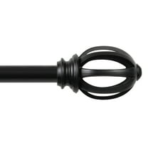 Kenney Lilly Cage 5/8" Fast Fit, Easy Install Decorative Window Curtain Rod, 66-120", Black