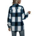 thumbnail image 3 of Women Plaid Flannel Shirt Jacket Button Down Lapel Long Sleeve Shacket Cardigan Coats Fall Spring Clothes, 3 of 4