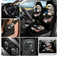thumbnail image 2 of Yuyamidu Eagle Car Seat Cover Set 12 Pieces American Flag Steering Wheel Cover Seat Belt Strap Pads Coasters Key Chain Lipstick Case Keychain, 2 of 6