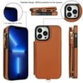thumbnail image 4 of Wallet Case for Apple iPhone 12 Pro Max, with Crossbody Shoulder Strap & Hand Wrist Cards Holder Zipper Pocket Stand Feature Full Protective Shockpoof Phone Case for iPhone 12 Pro Max, Brown, 4 of 7