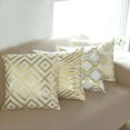 thumbnail image 5 of Efavormart Set Of 4 | 18" White/Gold Foil Geometric Print Throw Pillow Covers, Velvet Square Sofa Cushion Covers, 5 of 11