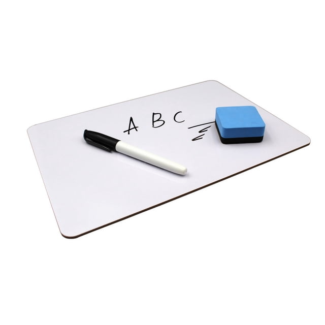 Pizarra blanca de doble cara portátil Mini sin marco de madera Escritorio de escritura Educación temprana para niños Inglés Hogar A4 Tablero de mensajes