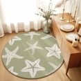 thumbnail image 2 of Round Area Rugs Collection 8 Ft, Sage Green Starfish Coastal Non-Slip Residential Carpet, Nautical Summer Ocean Abstract Art Indoor Crawling Mats Runner Rugs for Living Room/Dining Room/Bedroom, 2 of 9
