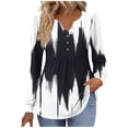 thumbnail image 2 of JUSLIO Button-Up Shirts for Women Relaxed Fit Graphic Blouses Fashion Long sleeve V Neck Blouses Black M, 2 of 5