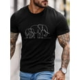 thumbnail image 3 of Men's T-Shirt Single Line Drawing Two Elephant Modern Art Short Sleeve Casual Tee Classic Crew Neck T-Shirt for Men, S, 3 of 6