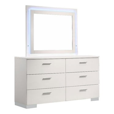 Coaster Felicity 6-drawer Wood Dresser with LED Mirror Glossy White