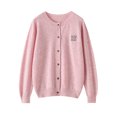 thumbnail image 1 of Aliselect Otoño Invierno 100% Lana Merino Mujeres Cárdigan Manga Larga Color Sólido Suéter de Cachemira Prendas de Punto Suaves Tops, 1 of 5
