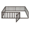 thumbnail image 4 of Harper & Bright Designs Montessori Floor Bed, Full Size Floor Bed with Fence and Door, Floor Bed Frame with Guardrails for Boys Girls, Walnut, 4 of 10