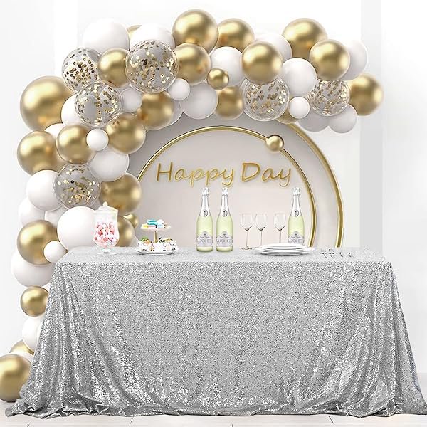wonima02 OQSQ Silver Sequin Tablecloth 50x80 inch, Sparkle Sequence Table Cover Glitter Drape Table Cloth Decorations Wedding Birthday Party