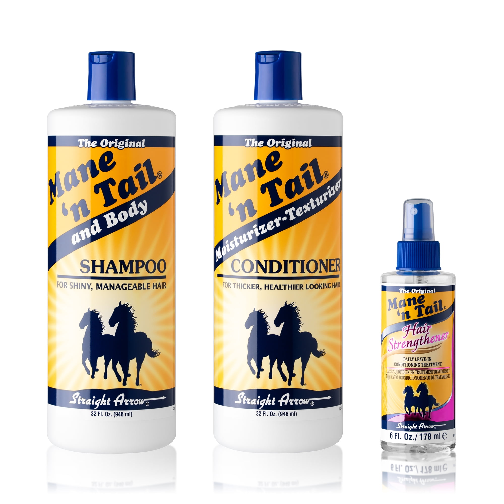 Mane 'n Tail Shampoo & Conditioner Combo (32 oz Each) with Hair Strengthener (6 oz) – Repairs Damaged Hair, Adds Hydration & Promotes Healthier, Thicker Hair
