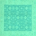 thumbnail image 1 of Ahgly Company Indoor Square Oriental Turquoise Blue Traditional Area Rugs, 3' Square, 1 of 4