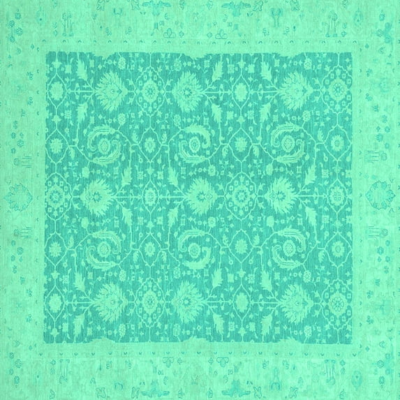 Ahgly Company Indoor Square Oriental Turquoise Blue Traditional Area Rugs, 3' Square