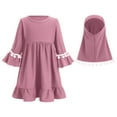 thumbnail image 7 of IBTOM CASTLE Toddler Baby Girl Abaya Dress with Hijab Long Sleeve Smocked Dress Islamic Dubai Full Cover Modest Muslim Dress 2-3 Years Pink + Purple, 7 of 7