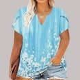 thumbnail image 2 of Plus Size Tops for Women, V Neck T Shirts for Women Short-Sleeve V-Neck T-Shirt Sexy Wrap Shirt Short Sleeve Tunic Top Shirts Womens Summer Tops Loose Tops Blous, 2 of 5
