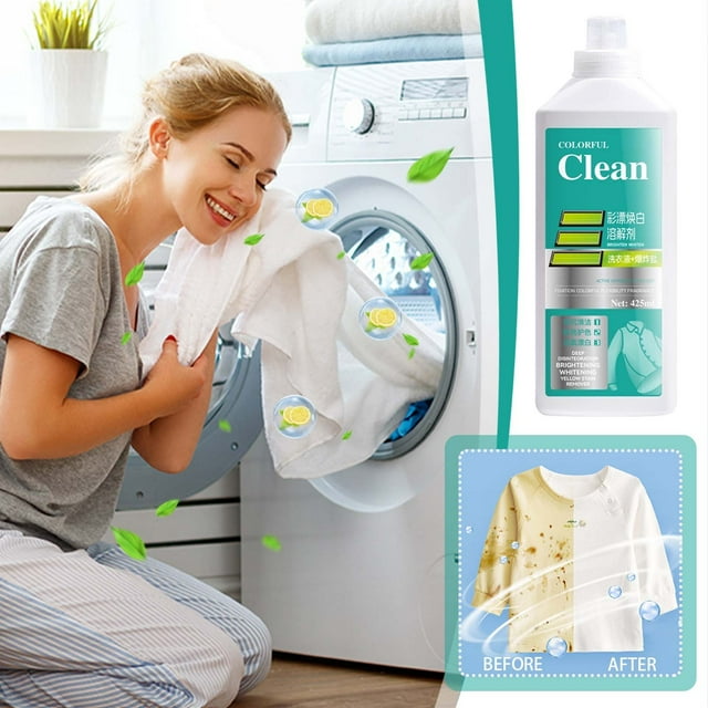 Detergente para ropa Agente disolvente blanqueador | Quitamanchas de oxígeno activado | Brillo seguro para el color | Fórmula concentrada | 425ml | Eliminación de amarilleo multipropósito | Para