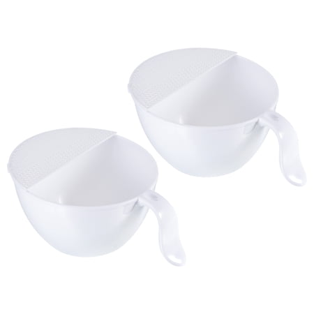 Rice Washing Bowl 2PCS  PP Kitchen Strainer Colander Bowl Drain Basket White