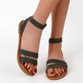 thumbnail image 1 of KBODIU Women's Sandals Summer Casual Toe Sandals Solid Color Adjustable Buckle Quilted Flat Sandals Green 36, 1 of 3