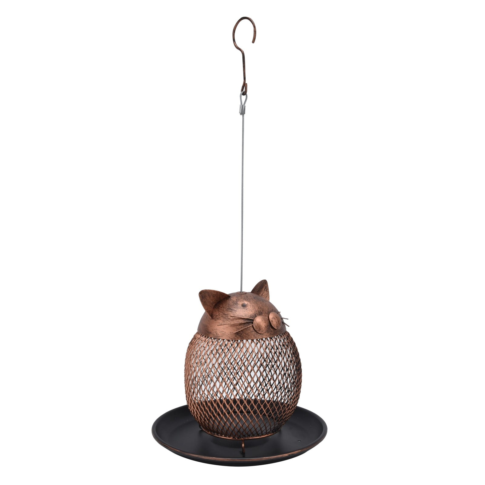 Ymiko Hanging Bird Feeder,Outdoor Bird Feeder,Cat Shape Retro Metal