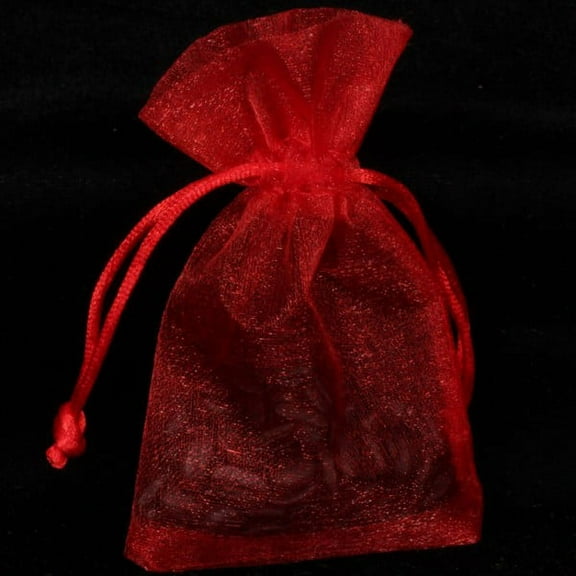 Club Pack of 36 Red Solid Organza Gift Bags 3" x 4"