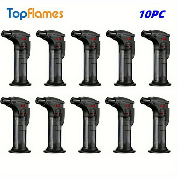10PCS Refillable Butane Torch Lighter - Big Jet Flame, Adjustable Mini Blow Torch, Portable for Camping Grill, Culinary, Soldering, Cooking, Welding, BBQ (No Gas Included)
