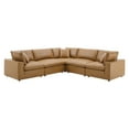 thumbnail image 3 of Sectional Sofa Set, Faux Vegan Leather, Tan, Modern Contemporary Urban Design, Living Lounge Room Hotel Lobby Hospitality, 3 of 10