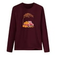 thumbnail image 3 of Women's Tops Long Sleeve Crewneck Graphic Print Casual Sweatshirts Fashion Work Office Pullover Shirts (M, Wine), 3 of 3