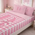 thumbnail image 2 of Erosebridal Delicate Satin Bow Ribbon Zipper Full Size Comforter Sets with Fitted Sheet and 2 Pillowcases, Romantic Floral Print Zipper Bedding Set for Girls, Pink Reversible, 2 of 7