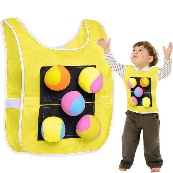 IMENGL Gilet Adhésif pour Enfants Amélioré, Bâton Ajustable, Gilet Balle de Cheveux, Jeu de Dodgeball avec 5 Balles de Cheveux, Jeu de Sport Amusant pour l'Extérieur, Gilet pour Enfants, Jeu Extérieur 55 65 75 85 Cm,60 X 60cm,Lot de 12 H