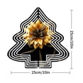 thumbnail image 2 of Metal Hanging Christmas Tree Wind Decorations - Elegant Black Outline with Concentric White Lines & Golden Flower Bow for Garden Spinners, 2 of 7