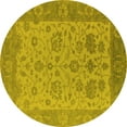 thumbnail image 1 of Ahgly Company Indoor Round Oriental Yellow Traditional Area Rugs, 3' Round, 1 of 1