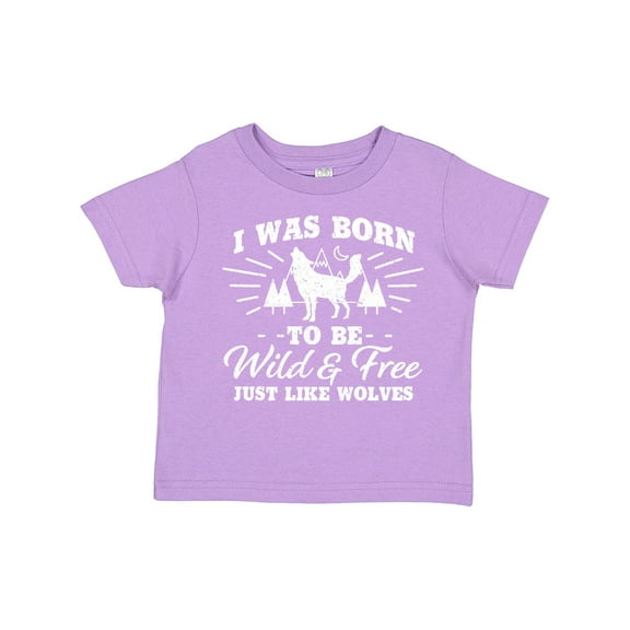Inktastic I Was Born to Be Wild and Free with Wolf and Mountains Boys or Girls Toddler T-Shirt